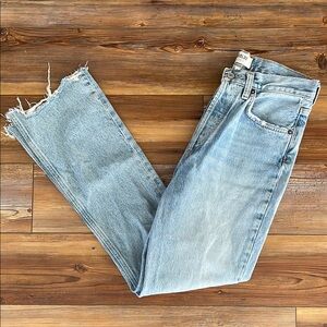 Agolde Blue Boot Cut Jeans with Classic Faded Look